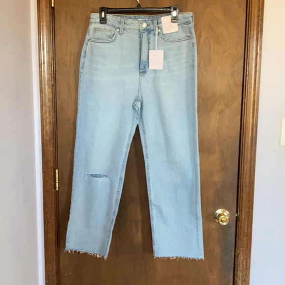 Relist7/6❌ LC Lauren Conrad super high rise Crop raw hem distressed w Slit hole - Picture 5 of 17